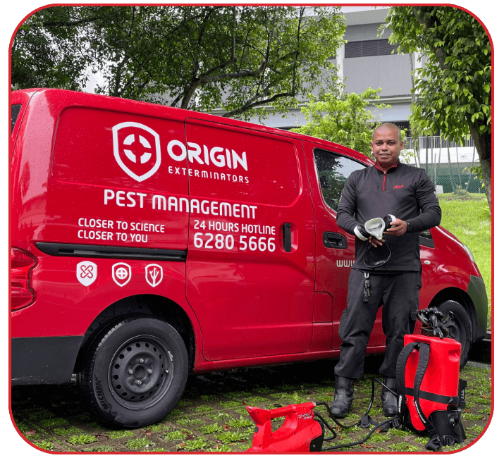 Technician visiting a site for mosquito control