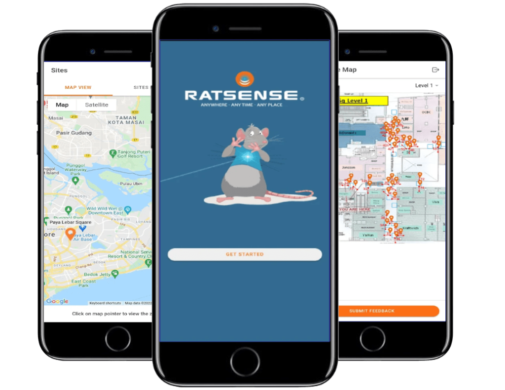RATSENSE IoT rodent monitoring app with real-time tracking dashboard